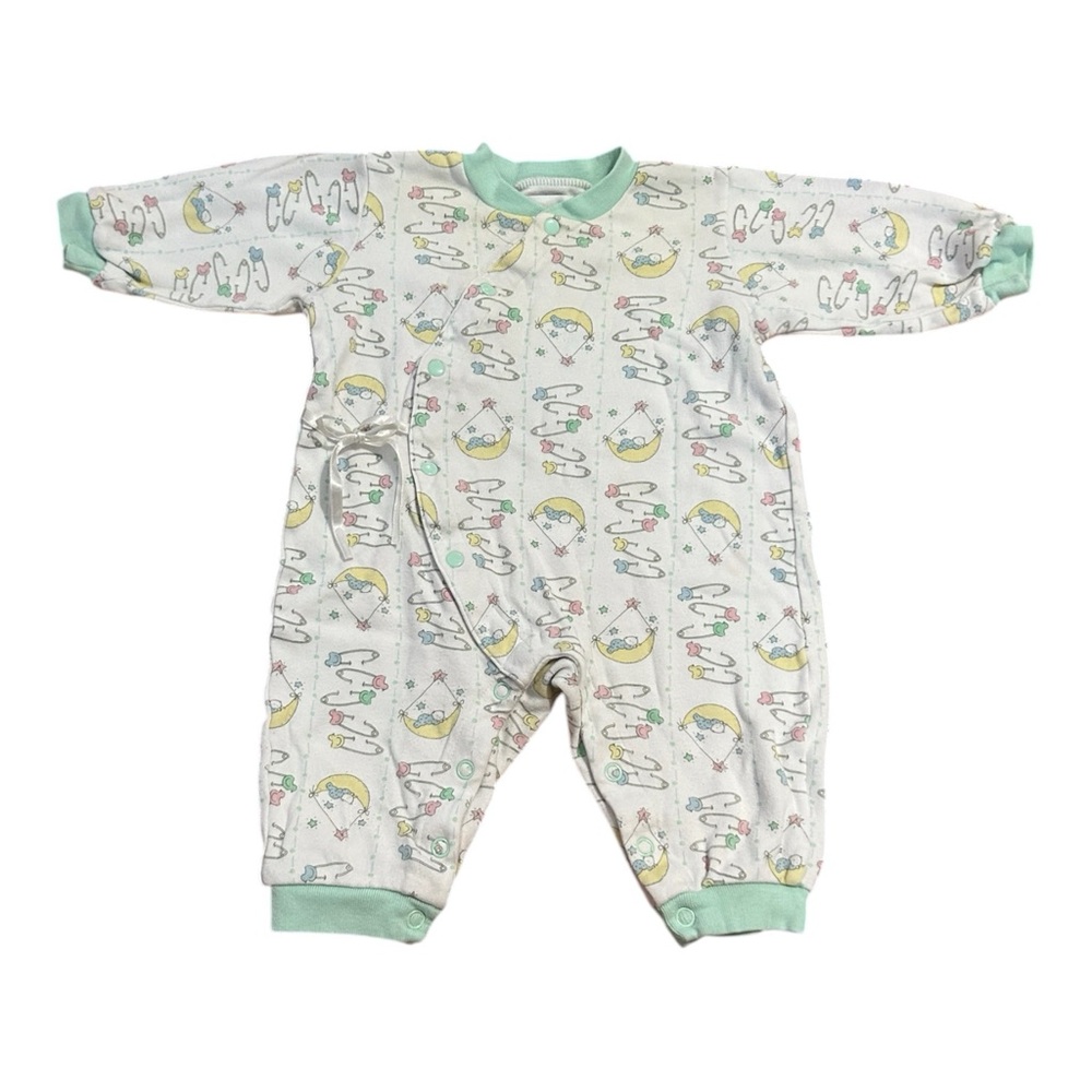 Tiny Town Vintage 90s Baby Pastel Moon and Stars Button Romper Sleeper - Picture 1 of 5